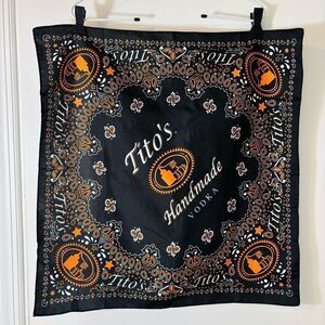 Tito’s Handmade Vodka bandanna black & orange 22” square